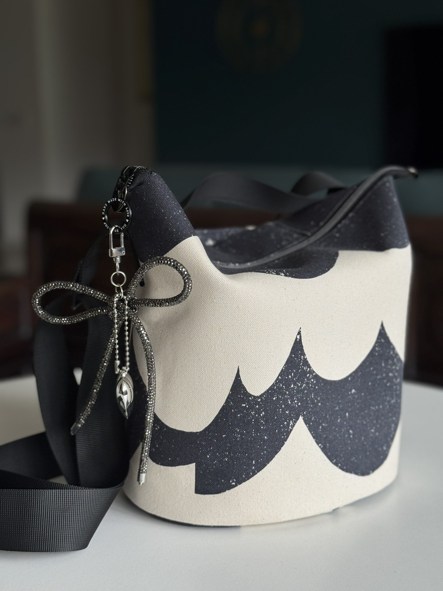 Navy Sailcloth Bucket Bag